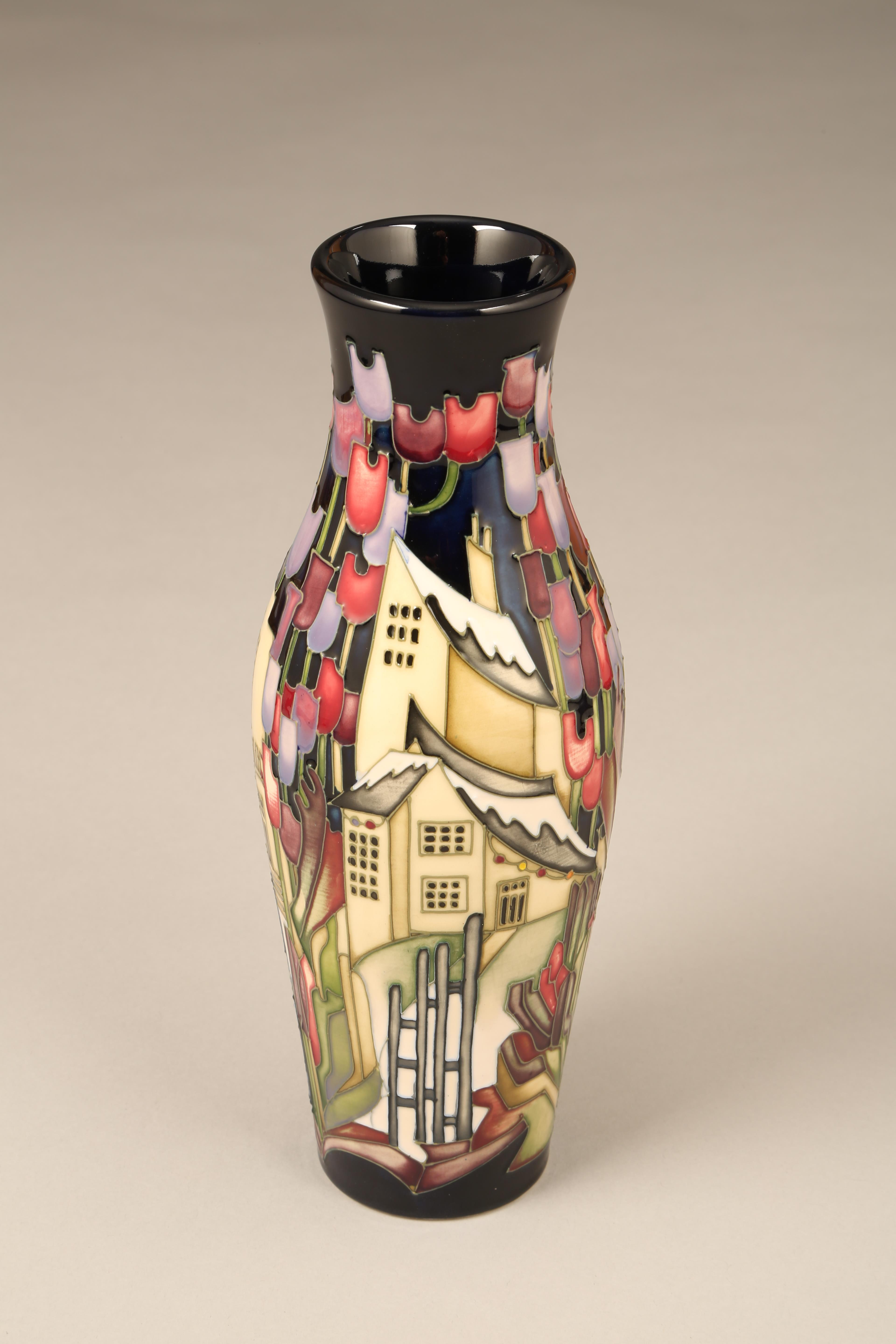 Moorcroft vase, 'Town of Flowers at Christmas' designed and signed by Kerri Goodwin dated 2009,