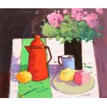 James Orr (Scottish 1931-2019) ARR Framed oil on board, signed 'Coffee & Cakes' 34cm x 29cm