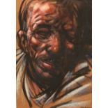 Peter Howson OBE (Scottish born 1958) ARR Framed pastel, signed and dated 2002 'Derby 1' 30cm x