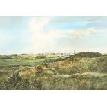 Kenneth Reed ARR Gilt framed watercolour 'Loch Lomond Golf Course' 46cm x 93cm