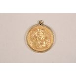 Victorian Gold Sovereign dated 1892 in 9ct gold pendant mount