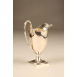 George III silver cream jug, helmet shaped with a square base, assay marked London 1809, Henry