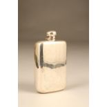 Sterling silver hip flask, stamped Birks. 17.5cm high, 292g