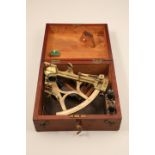 A 9 inch radius sextant by John Bruce, Liverpool reading from -5 to 150 on a silvered slave,