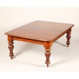 Victorian mahogany telescope dining table, moulded rectangular top raised on reeded baluster legs (