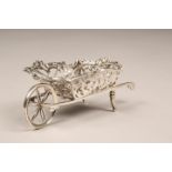 Edwardian silver bon bon dish, modelled as a wheelbarrow, assay marked London 1908 William Comyns,