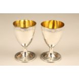 Pair George III silver goblets, engraved decoration, assay marked London 1794. By Solomon