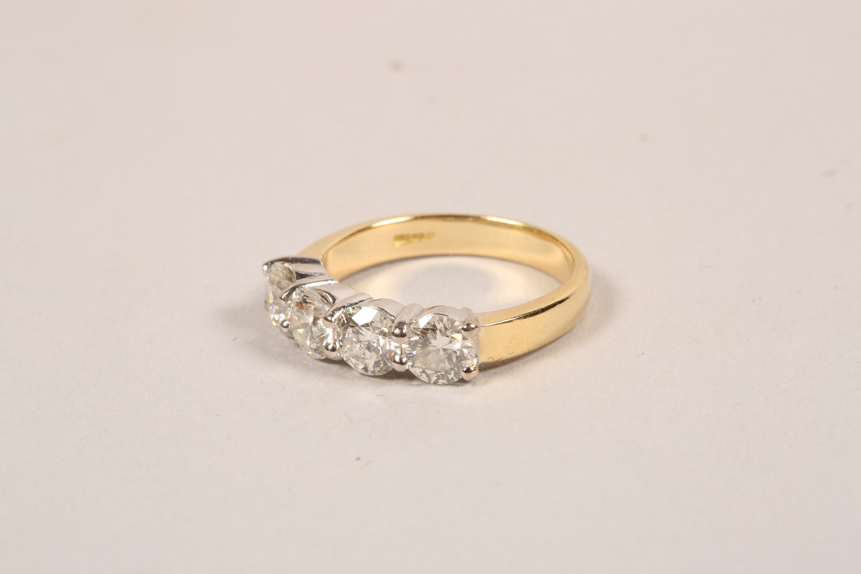 Ladies 18 carat gold four stone diamond ring, four brilliant cut diamonds, diamond weight - Image 4 of 6