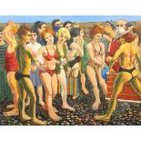 Leslie Stuart Duncan (Scottish 1930-2018) ARR Framed oil on canvas 'Beach Study' 100.5cm x 126cm