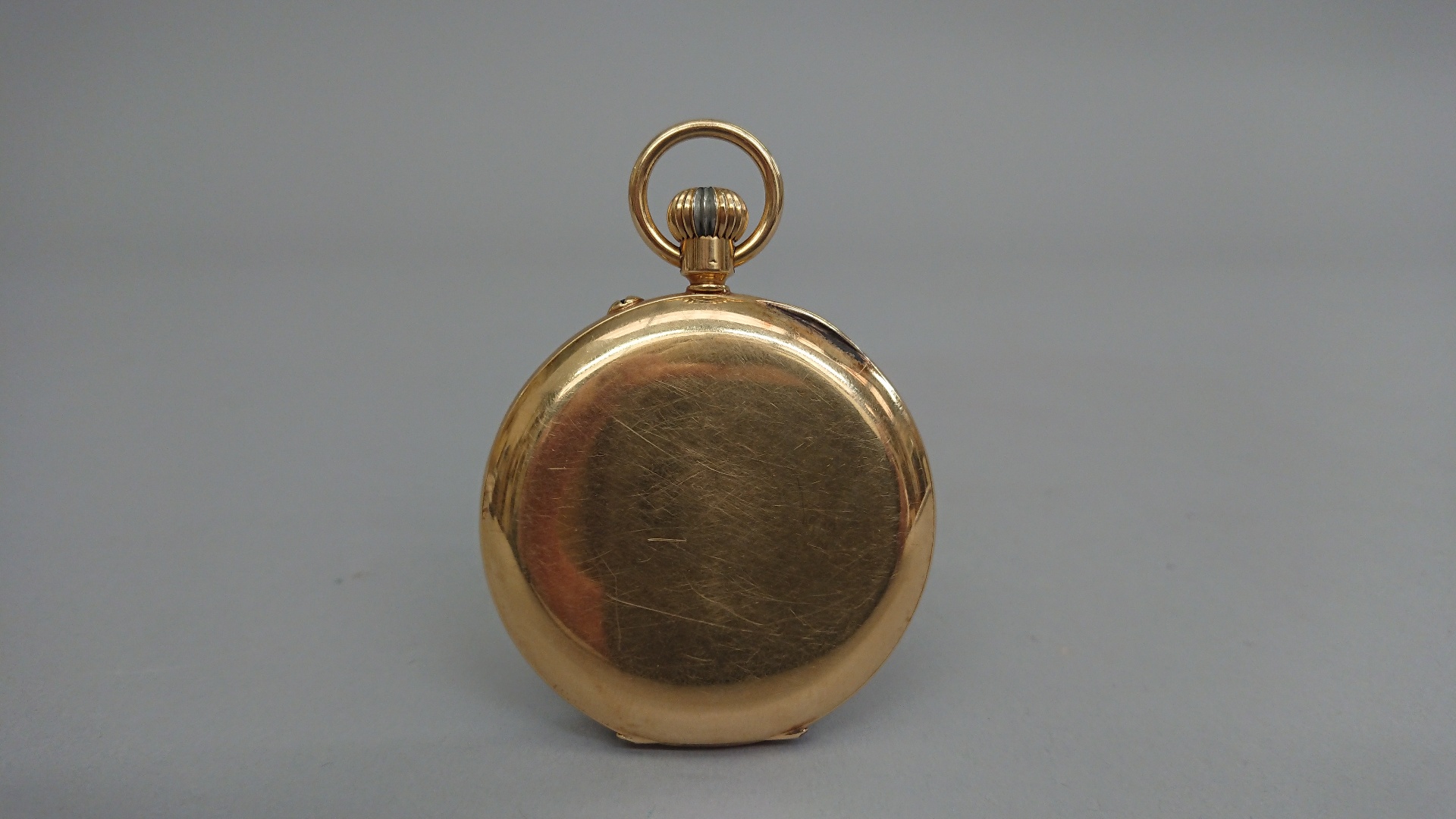 Gents 18 carat gold cased half hunter pocket watch with subsidary dial, blue steel hands with - Image 4 of 5