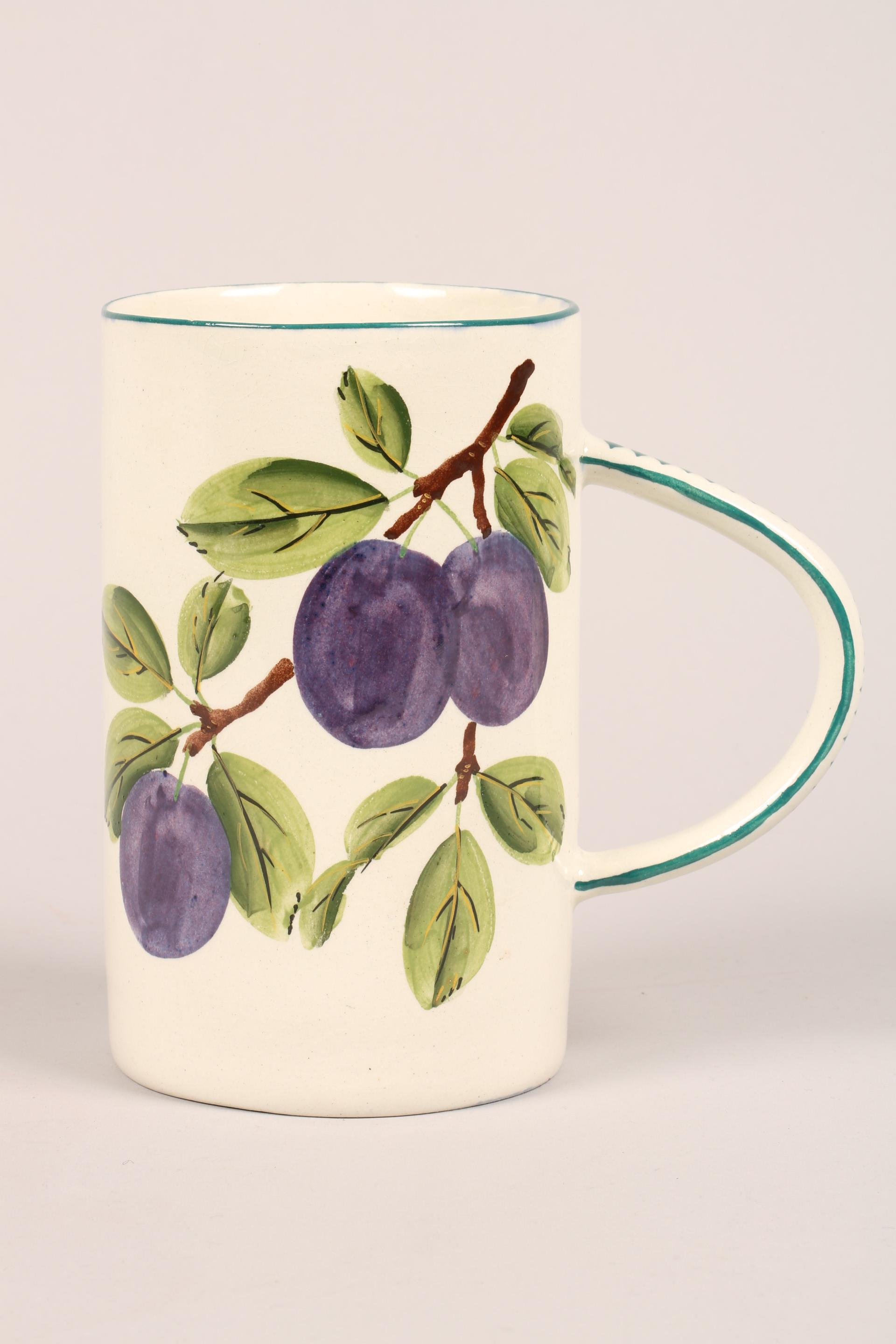 Scottish Wemyss Pottery tankard, cylindrical form, hand painted with plums signed Wemyss to base. - Image 6 of 6