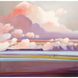 Daniel Campbell ARR Framed oil on canvas, signed 'Stormy Sky over Eigg and Rum' 60cm x 60cm