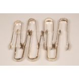 A collection of seven assorted silver sugar tongs assay marked Edinburgh 1816, Glasgow 1857,