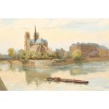 Victor Coverly Price (1901-1988) ARR Gilt framed oil on board, signed and dated 1966 'Notre dame,