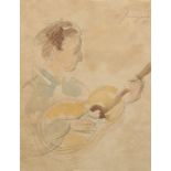 Oleguer Junyent (Spanish 1876-1958) ARR Framed watercolour, signed dated '35 'Spanish Musician