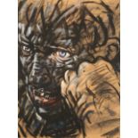 Peter Howson OBE (Scottish born 1958) ARR Framed pastel, signed 'Angry Man' 30cm x 23cm