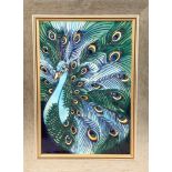 Moorcroft framed wall plaque, 'Peacock' limited edition No 159/200 dated 2002
