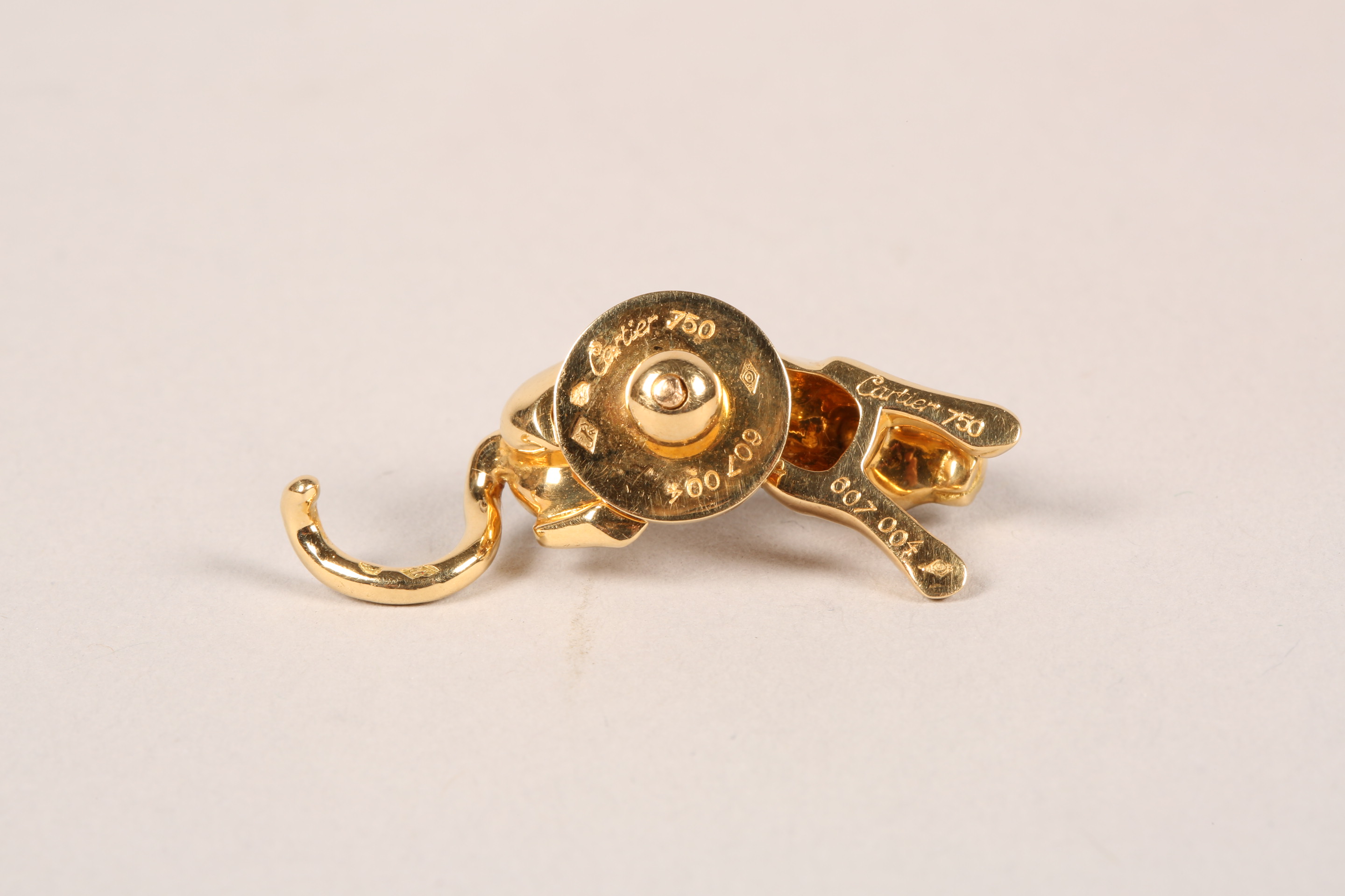 Cartier 18 carat gold panther tie pin with emerald eyes signed Cartier No607004 stamped 750 with - Image 2 of 5