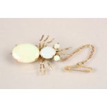 Ladies opal beetle brooch mounted on yellow metal tested as 9 carat gold
