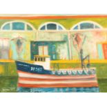 John Bellany CBE RA HRSA LLD (Scottish 1942-2013) ARR Framed oil on canvas, signed 'Fishing Boat