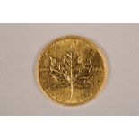 One Ounce Fine Gold Canadian Maple 50 dollar coin 1987