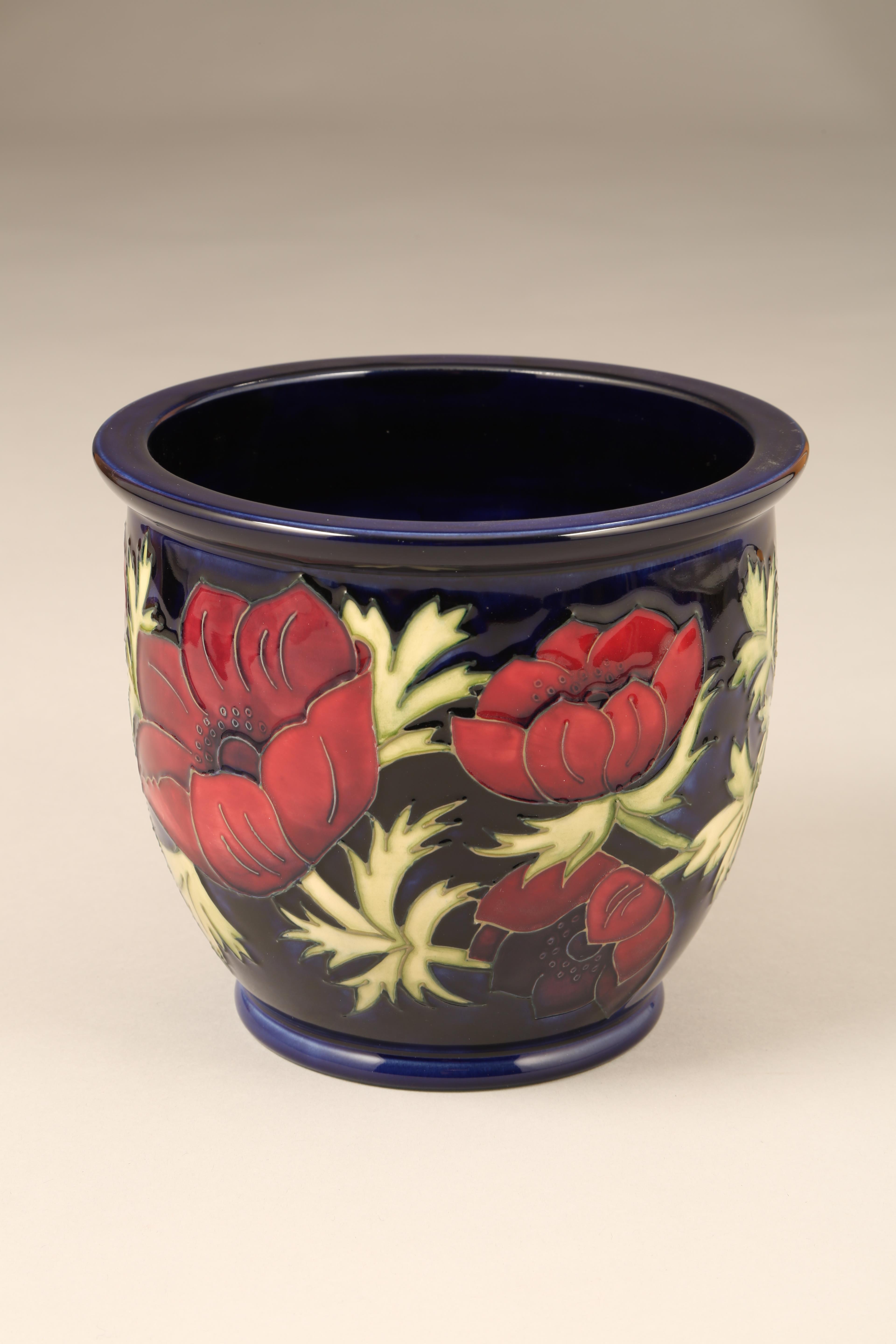 Moorcroft jardinière, 'Anemone' 16.5cm in original box