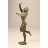 Indistinctly Signed, Continental Bronze Figure 'Naked Girl Dancing' 53cm high