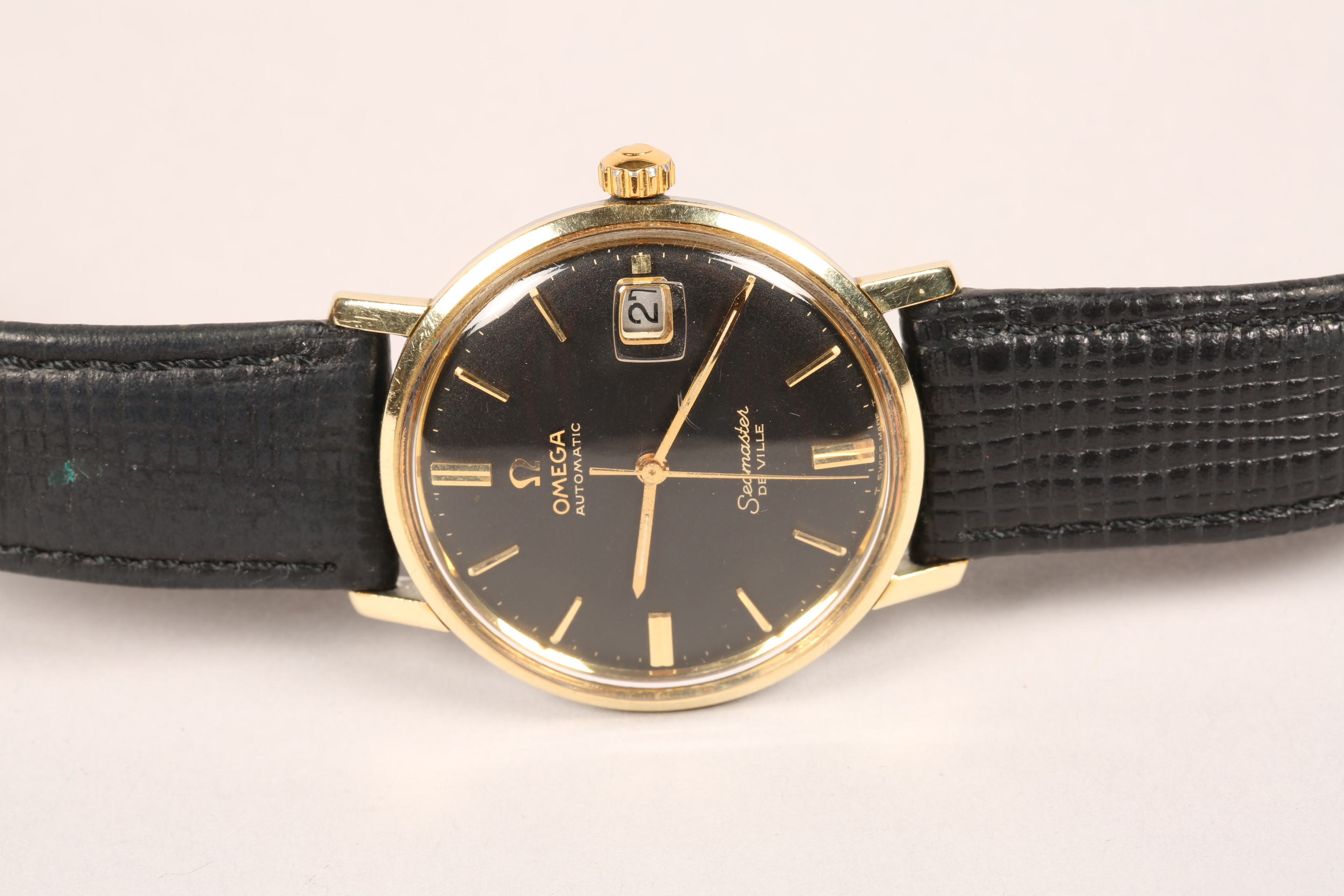 Gents Omega automatic Seamaster deville wrist watch, with black dial and date aperture on black - Image 2 of 6