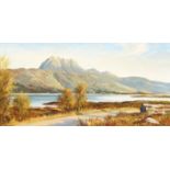 Donald Shearer ARR Framed oil on board, signed 'Loch Landscape' 37.5cm x 79.5cm