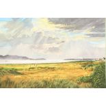 Kenneth Reed ARR Gilt framed watercolour 'Royal Troon Golf Course' 49.5cm x 71.5cm