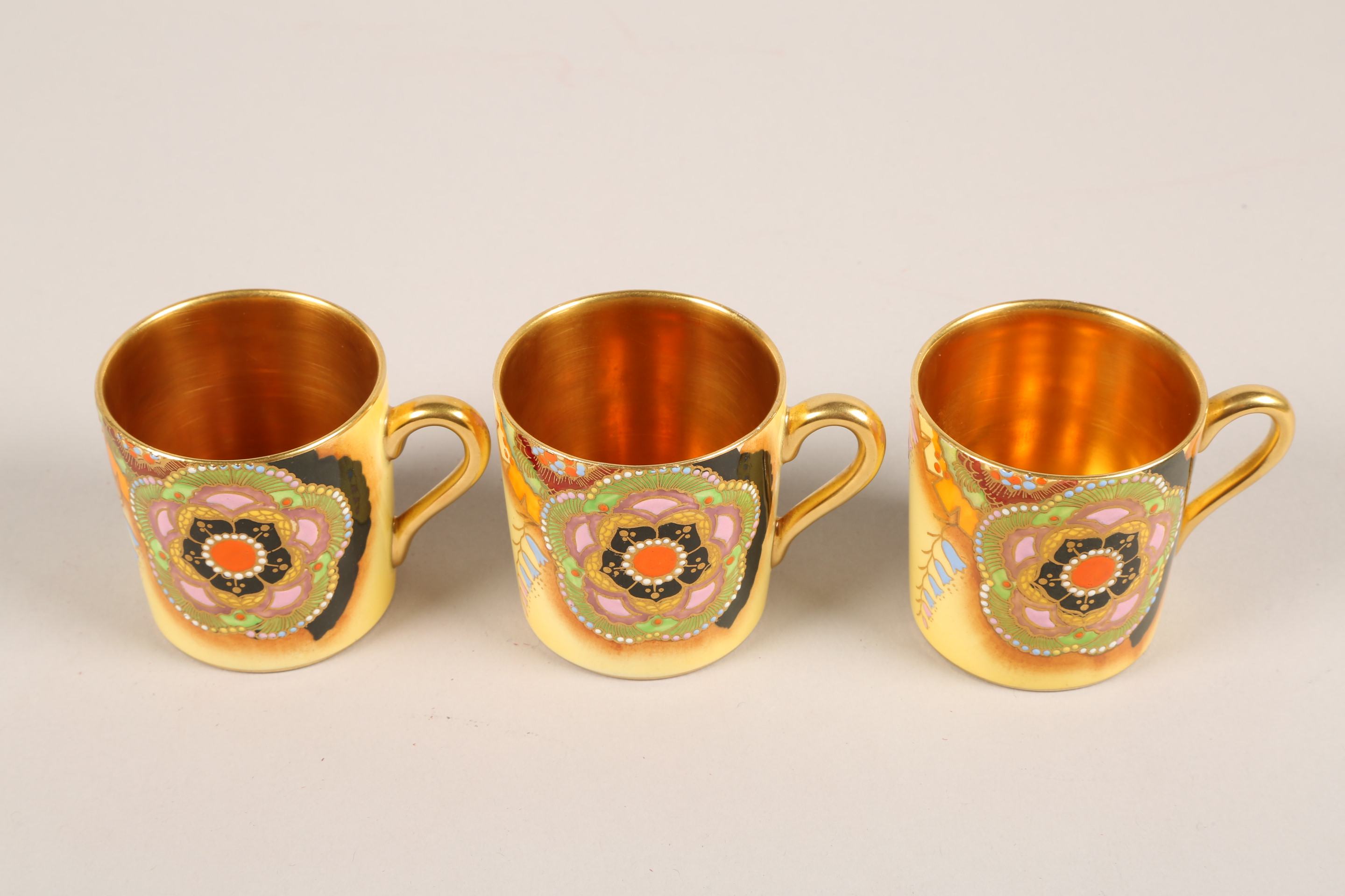 Art Deco Carlton ware coffee set, coffee pot, sugar and cream, six saucers and six cups, yellow - Image 4 of 8