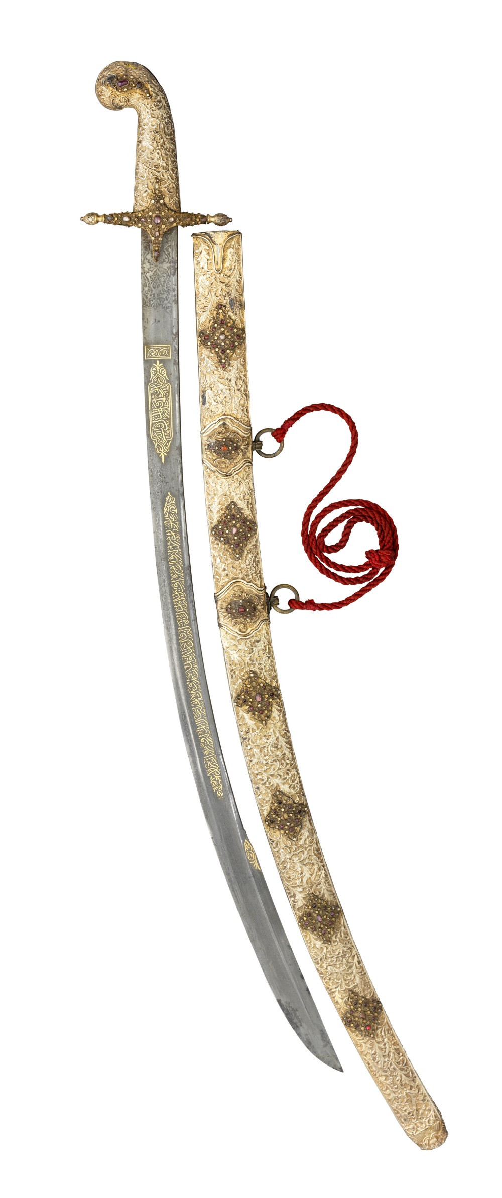 ‡ AN OTTOMAN DECORATED SWORD (KILIG), TURKEY, 19TH CENTURY with curved blade formed with a double-