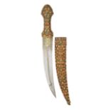 ˜AN OTTOMAN DAGGER (KHANJAR), TURKEY, 19TH CENTURY with curved double-edged blade of finely