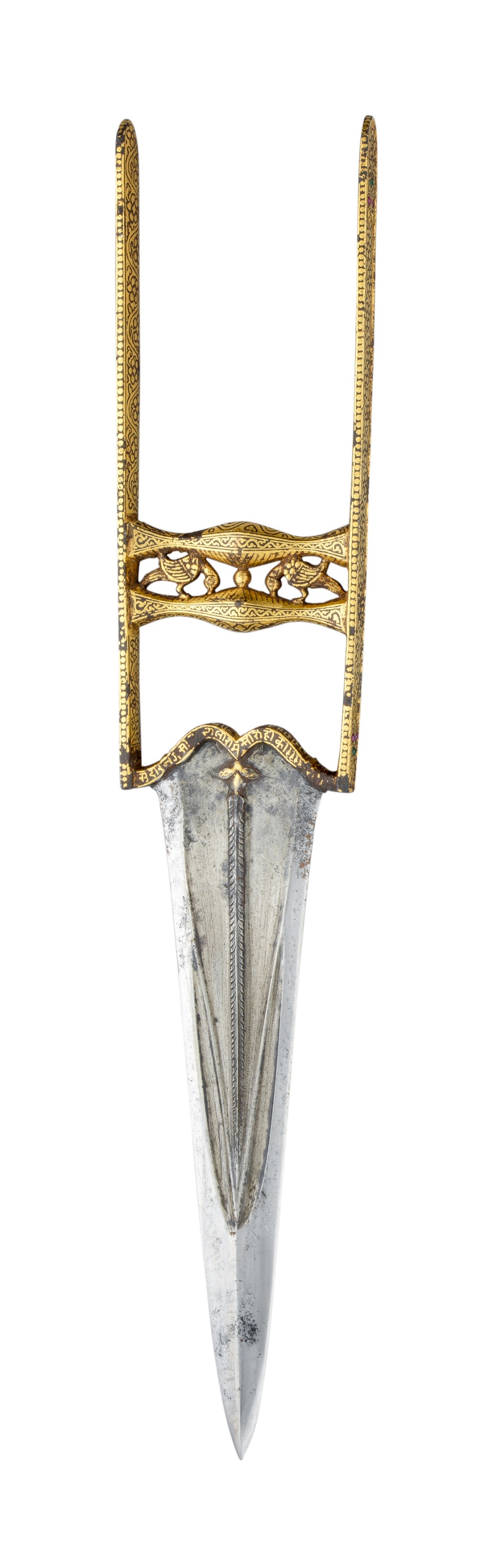 AN INDIAN DAGGAR (KATAR), 18TH CENTURY with strongly tapering blade formed with a reinforced tip,