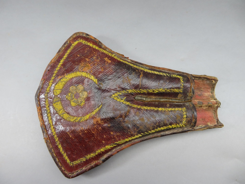 ‡ AN OTTOMAN DECORATED HOLSTER FOR A PAIR OF KUBUR PISTOLS, 19TH CENTURY of leather, the inner - Image 2 of 2