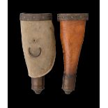 A PAIR OF CONTINENTAL HOLSTERS FOR PISTOLS, MID-18TH CENTURY, PROBABLY FRENCH of stitched brown