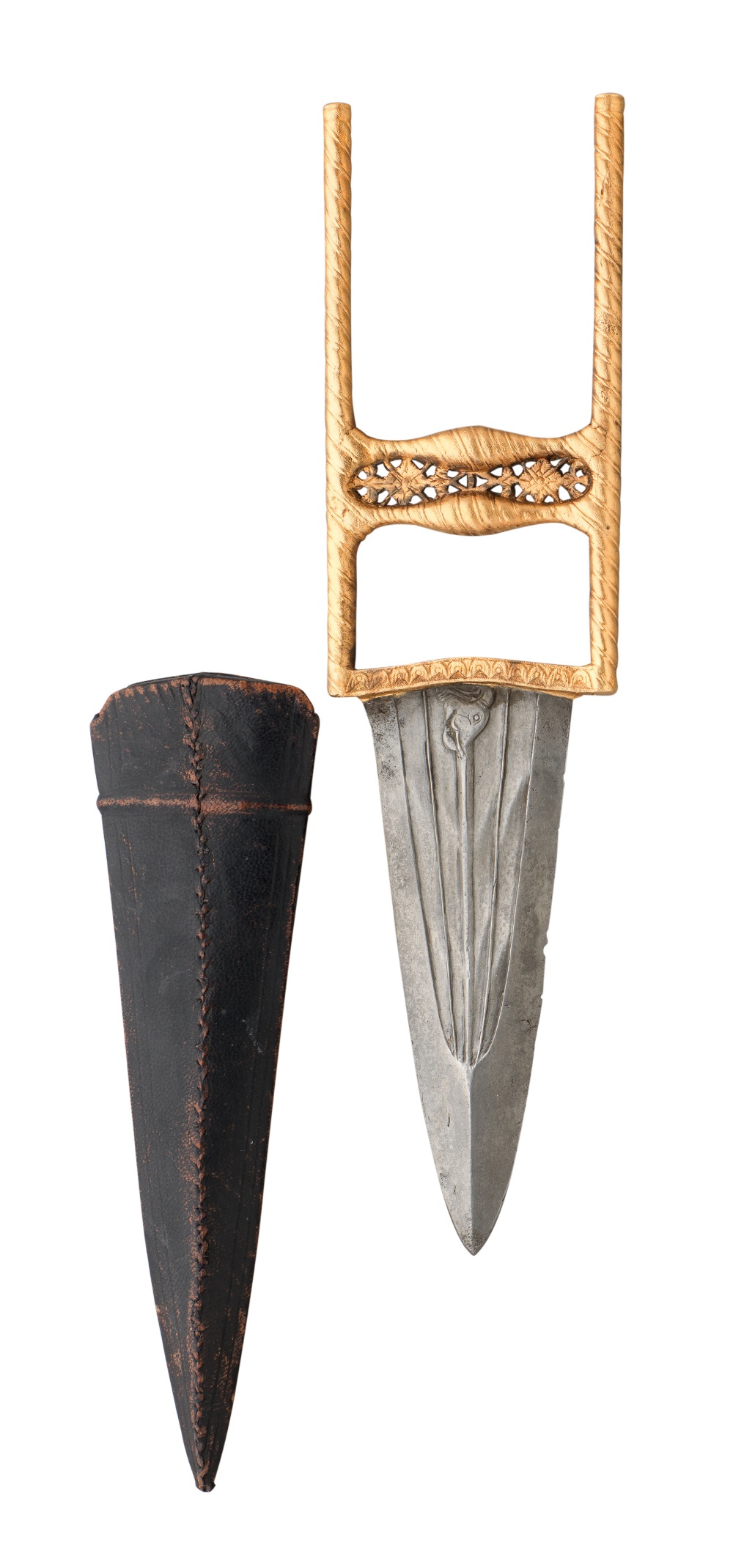 AN INDIAN DAGGER (KATAR), RAJASTHAN, MID-19TH CENTURY with tapering blade formed with a reinforced