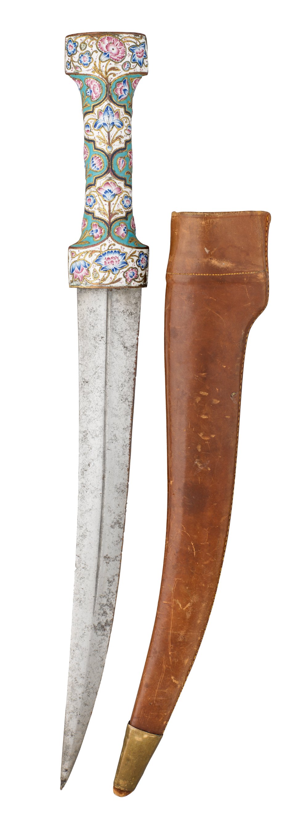 ‡ A PERSIAN DAGGER (JAMBIYA), QAJAR, 19TH CENTURY with curved double-edged blade formed with a