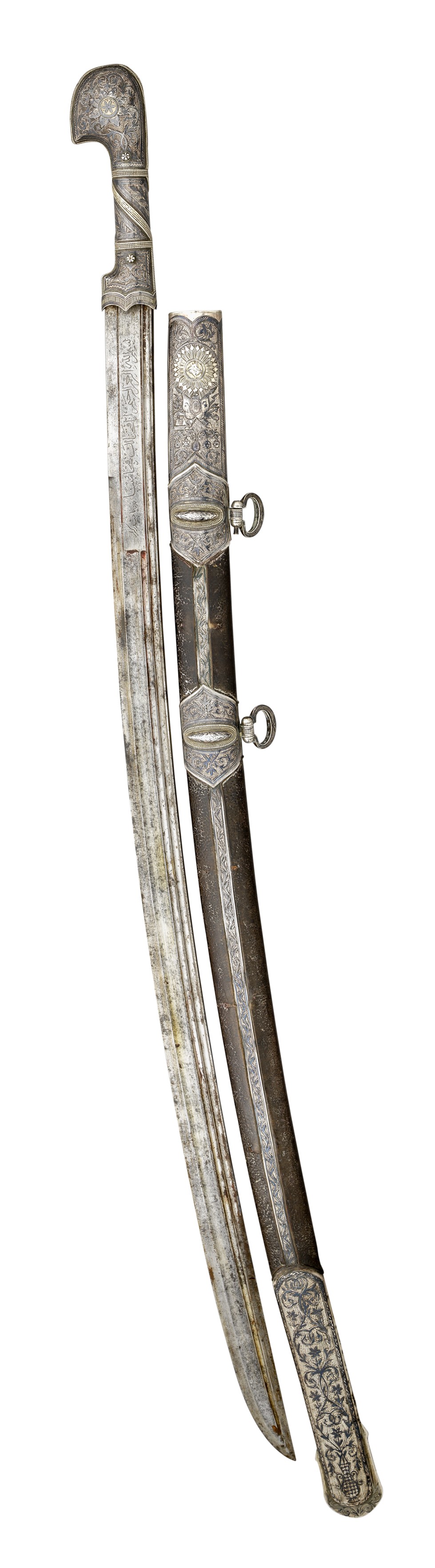 A CAUCASIAN SWORD (SHASHQA), DATED 1315 AH (CIRCA 1897/8) with curved blade double-edged towards the