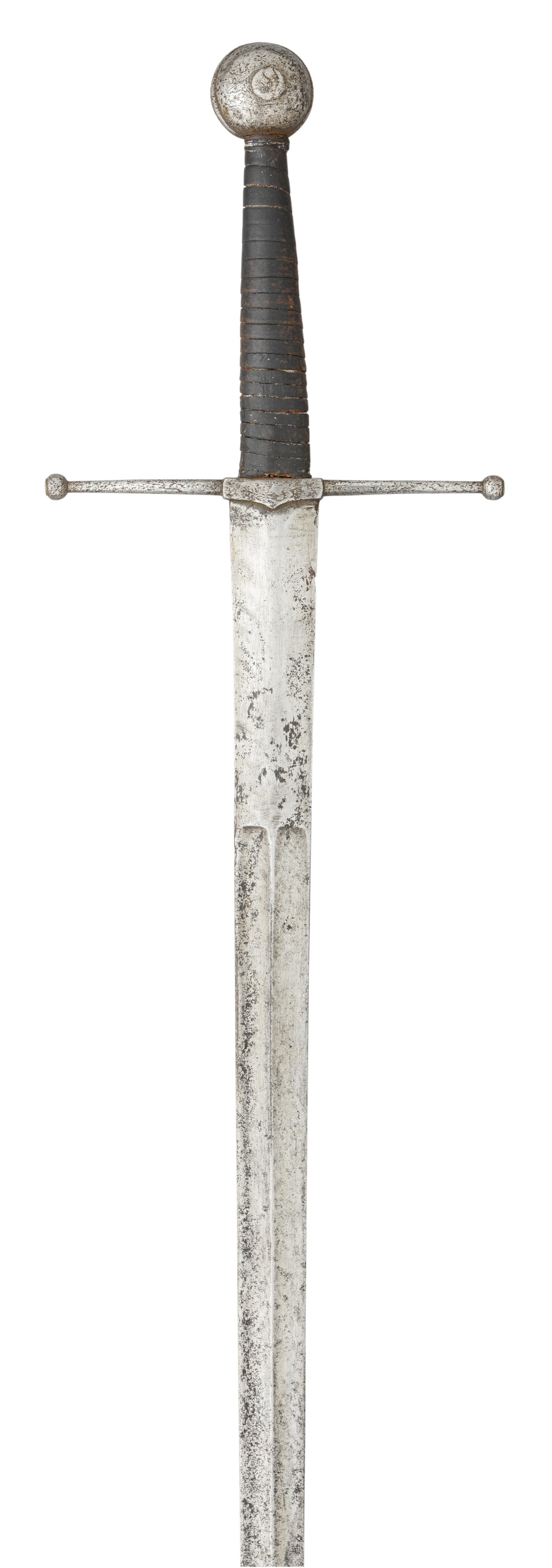 A EUROPEAN BASTARD SWORD, CIRCA 1500 with straight two-edged blade tapering uniformly to an obtuse