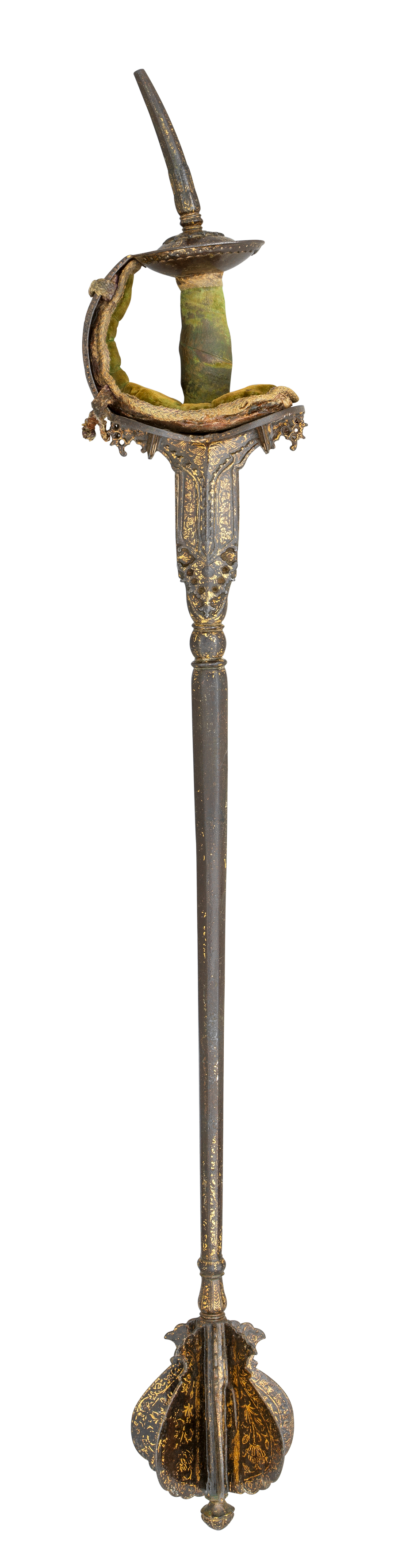 ‡ AN INDIAN IRON MACE (GURZ), 17TH CENTURY with bulbous head formed of six slender shaped flanges,