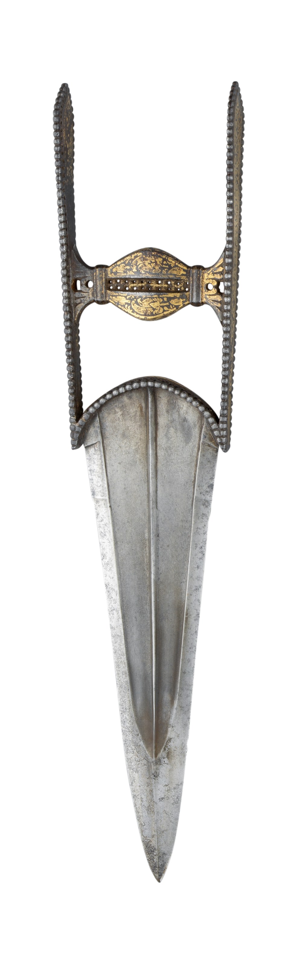 AN INDIAN DAGGER (KATAR), 18TH CENTURY with tapering blade formed with a reinforced tip and a