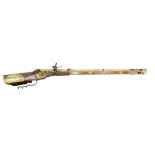 ‡ A 14 BORE GERMAN WHEEL-LOCK SPORTING RIFLE, CIRCA 1600, POSSIBLY SAXON with octagonal swamped