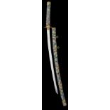 ‡ A LARGE JAPANESE CLOISONNÉ SWORD (TACHI), MEIJI PERIOD elaborately decorated with multi-coloured