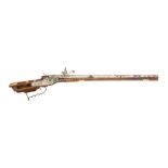 ‡ A 14 BORE GERMAN WHEEL-LOCK SPORTING GUN, MID-17TH CENTURY with later smooth-bored sighted