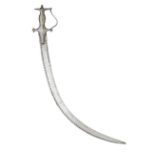 ‡ AN INDIAN SWORD (TALWAR), 19TH CENTURY with acutely curved blade formed with a reinforced