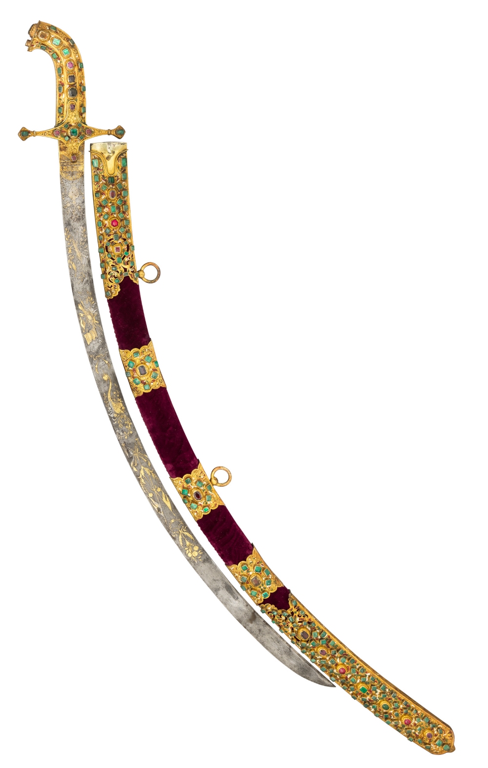 ‡A VERY FINE EAST EUROPEAN GEM-SET, ENAMELLED AND SILVER-GILT MOUNTED SABRE OF EXHIBITION QUALITY,