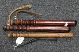Three 20th century policeman's truncheons