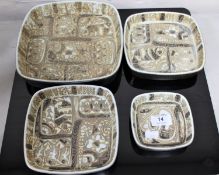 Four Royal Copenhagen Fajence shallow dishes CONDITION REPORT: In good condition