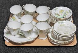 A tray containing thirty-nine piece Standard china Pagoda tea service